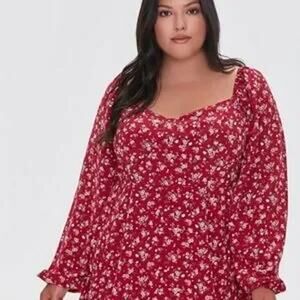 NEW Peasant Milkmaid Babydoll Y2K Floral Dress Sz 1X 90s Retro Boho Grunge